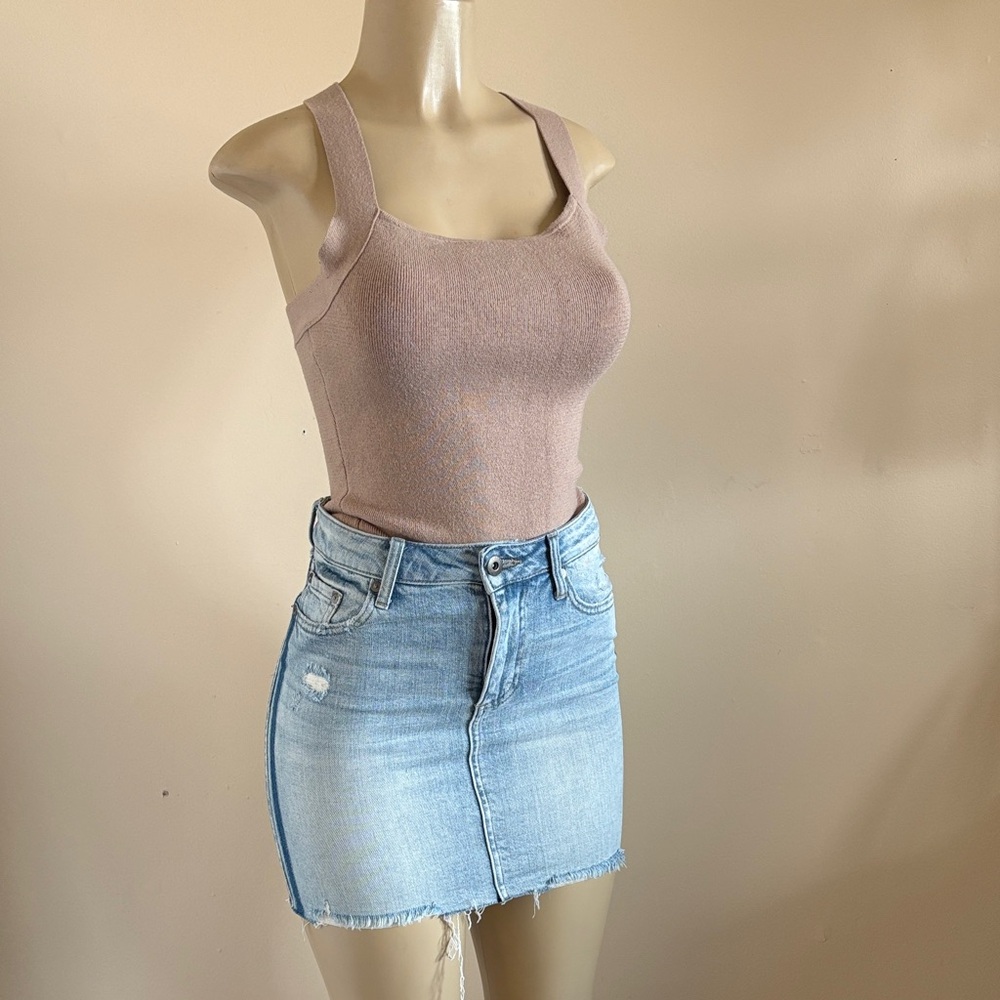 Abercombie & Fitch bodysuit and Light tan